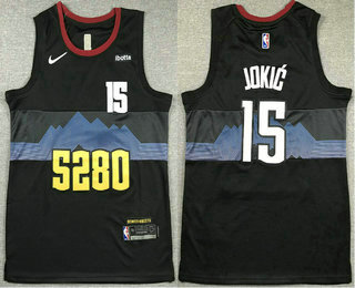 Men's Denver Nuggets #15 Nikola Jokic Black 2023 City Icon Sponsor Swingman Jersey