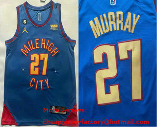 Men's Denver Nuggets #27 Jamal Murray Blue 2023 Statement Edition With 6 Patch Stitched Jersey
