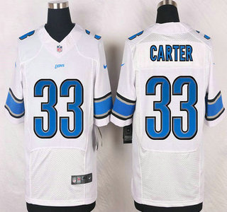 Men's Detroit Lions #33 Alex Carter White Road NFL Nike Elite Jersey