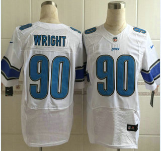 Men's Detroit Lions #90 Gabe Wright Nike White Elite Jersey