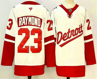Men's Detroit Red Wings #23 Lucas Raymond White 2025 Stadium Series Stitched Jersey