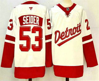 Men's Detroit Red Wings #53 Moritz Seider White 2025 Stadium Series Stitched Jersey