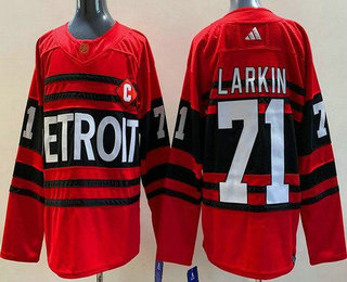 Men's Detroit Red Wings #71 Dylan Larkin Red 2022 Reverse Retro Authentic Jersey