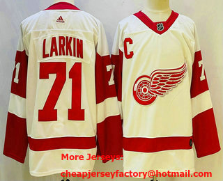 Men's Detroit Red Wings #71 Dylan Larkin White Adidas NHL Jersey