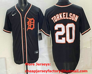 Men's Detroit Tigers #20 Spencer Torkelson Black 2026 Fashion Black Out Stitched Jersey