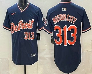 Men's Detroit Tigers #313 Motor City Navy 2026 Alternate Vapor Premier Limited Stitched Baseball Jersey