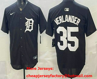 Men's Detroit Tigers #35 Justin Verlander Black Limited Jersey