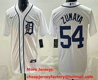 Men's Detroit Tigers #54 Joel Zumaya White Cool Base Jersey