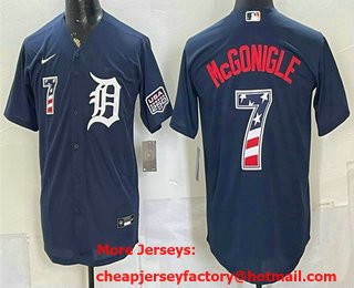 Men's Detroit Tigers #7 Kevin McGonigle Navy 2026 USA 250 Fourth of July Stitched Jersey