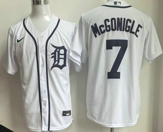 Men's Detroit Tigers #7 Kevin McGonigle White Cool Base Jersey