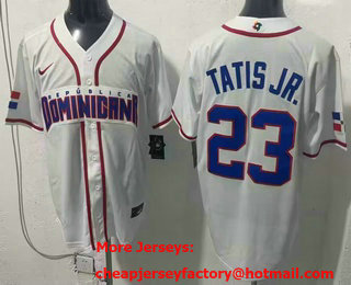Men's Dominican #23 Fernando Tatis Jr White 2026 World Baseball Classic Cool Base Jersey