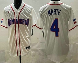 Men's Dominican #4 Ketel Marte White 2026 World Baseball Classic Cool Base Jersey