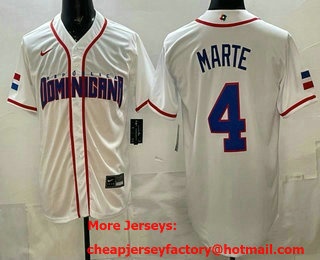 Men's Dominican #4 Ketel Marte White 2026 World Baseball Classic Cool Base Jersey
