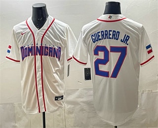 Men's Dominican Republic Baseball #27 Vladimir Guerrero Jr White 2026 World Classic Baseball Jersey