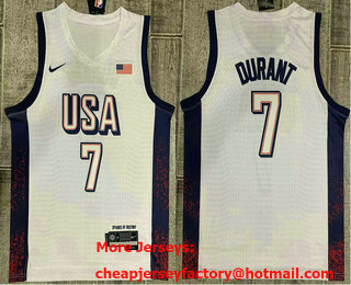 Men's Dream 16 USA #7 Kevin Durant White 2024 Swingman Jersey