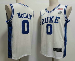 Men's Duke Blue Devils #0 Jared McCAIN White College Basketball Jersey