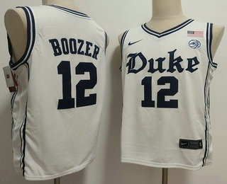 Men's Duke Blue Devils #12 Cameron Boozer White College Basketball Jersey