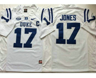 Men's Duke Blue Devils #17 Daniel Jones White College Football Jersey