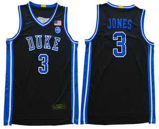 Men's Duke Blue Devils #3 Tre Jones 2019 Black College Basketball Swingman Stitched Nike Jersey