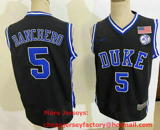 Men's Duke Blue Devils #5 Paolo Banchero Blue College Basketball Jersey