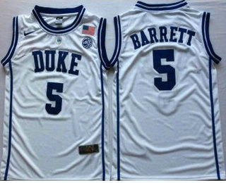 Men's Duke Blue Devils #5 RJ Barrett White Nike College Basketball Jersey
