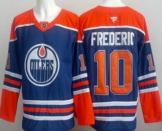 Men's Edmonton Oilers #10 Trent Frederic Blue Authentic Jersey