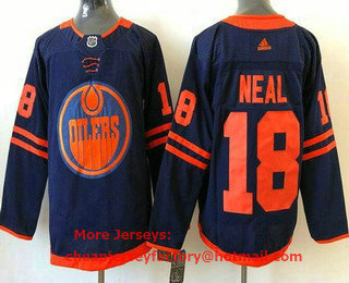 Men's Edmonton Oilers #18 James Neal Navy Alternate Stitched NHL Jersey