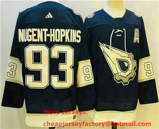 Men's Edmonton Oilers #93 Ryan Nugent Hopkins Navy Blue 2022 Reverse Retro Authentic Jersey