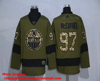 Men's Edmonton Oilers #97 Connor McDavid Green Salute To Service Adidas Stitched NHL Jersey