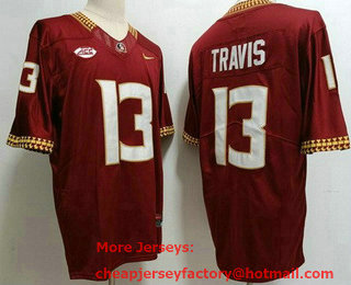 Men's FSU Florida State Seminoles #13 Jordan Travis Red College Football Jersey
