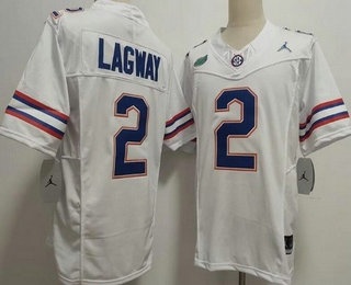 Men's Florida Gators #2 Dj Lagway Limited White FUSE College Football Jersey