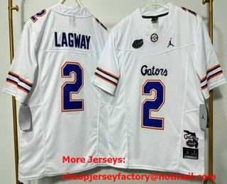 Men's Florida Gators #2 Dj Lagway White 2025 FUSE College Stitched Jersey