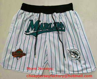 Men's Florida Marlins White Just Don Swingman Shorts