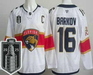 Men's Florida Panthers #16 Aleksander Barkov White 2025 Stanley Cup Final Authentic Jersey
