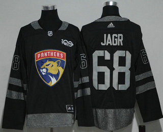 Men's Florida Panthers #68 Jaromir Jagr Black 100th Anniversary Stitched NHL 2017 Hockey Jersey