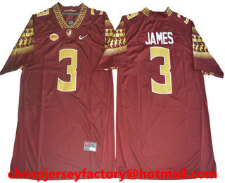 Men's Florida State Seminoles #3 Derwin James Red College Football Stitched Nike NCAA Jersey