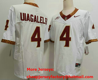 Men's Florida State Seminoles #4 DJ Uiagalelei White FUSE College Stitched Jersey