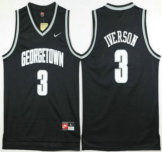 Men's Georgetown Hoyas #3 Allen Iverson Black College Basketball Nike Jersey