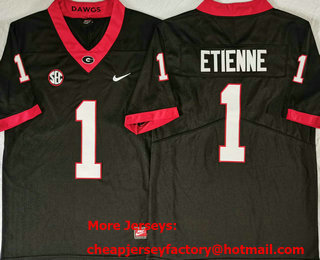 Men's Georgia Bulldogs #1 Trevor Etienne Black Vapor Stitched College Football Jersey