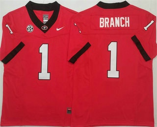 Men's Georgia Bulldogs #1 Zachariah Branch Limited Red FUSE College Football Jersey