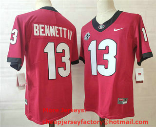Men's Georgia Bulldogs #13 Stetson Bennett IV Red 2022 Vapor Untouchable Stitched Nike NCAA Jersey