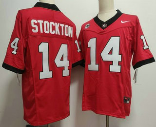 Men's Georgia Bulldogs #14 Gunner Stockton Limited Red FUSE College Football Jersey