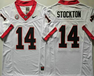 Men's Georgia Bulldogs #14 Gunner Stockton White FUSE College Football Jersey