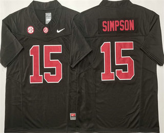 Men's Georgia Bulldogs #15 Ty Simpson Black FUSE College Football Jersey