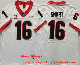 Men's Georgia Bulldogs #16 Kirby Smart White 2023 Vapor Untouchable Limited Stitched Nike Jersey