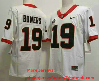 Men's Georgia Bulldogs #19 Brock Bowers White 2020 Vapor Untouchable Limited Stitched Nike Jersey