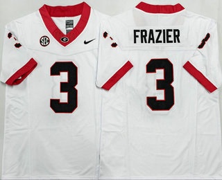 Men's Georgia Bulldogs #3 Nate Frazier Limited White College Football Jersey