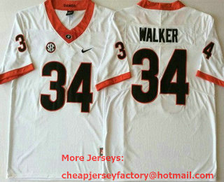 Men's Georgia Bulldogs #34 Herschel Walker White College Football Jersey