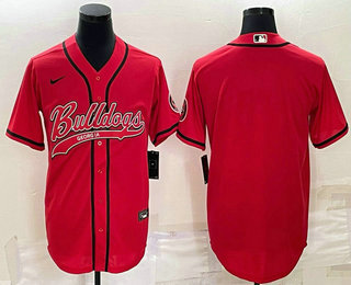 Men's Georgia Bulldogs Blank Red With Patch Cool Base Stitched Baseball Jersey