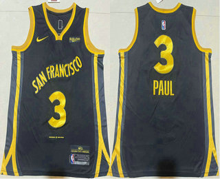 Men's Golden State Warriors #3 Chris Paul Back 2023 City Edition Swingman Sponsor Stitched Jersey